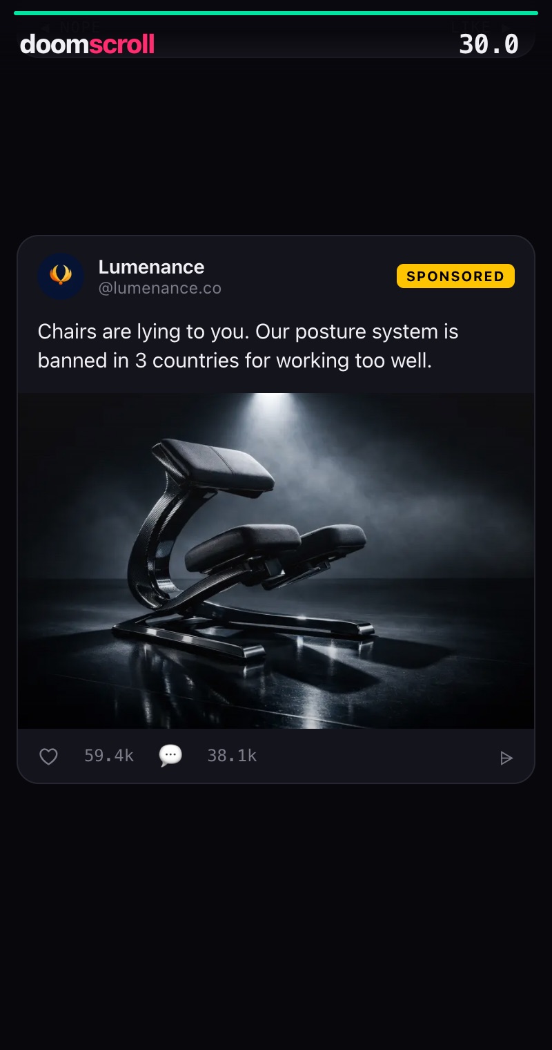 A sponsored ad: chairs are lying to you
