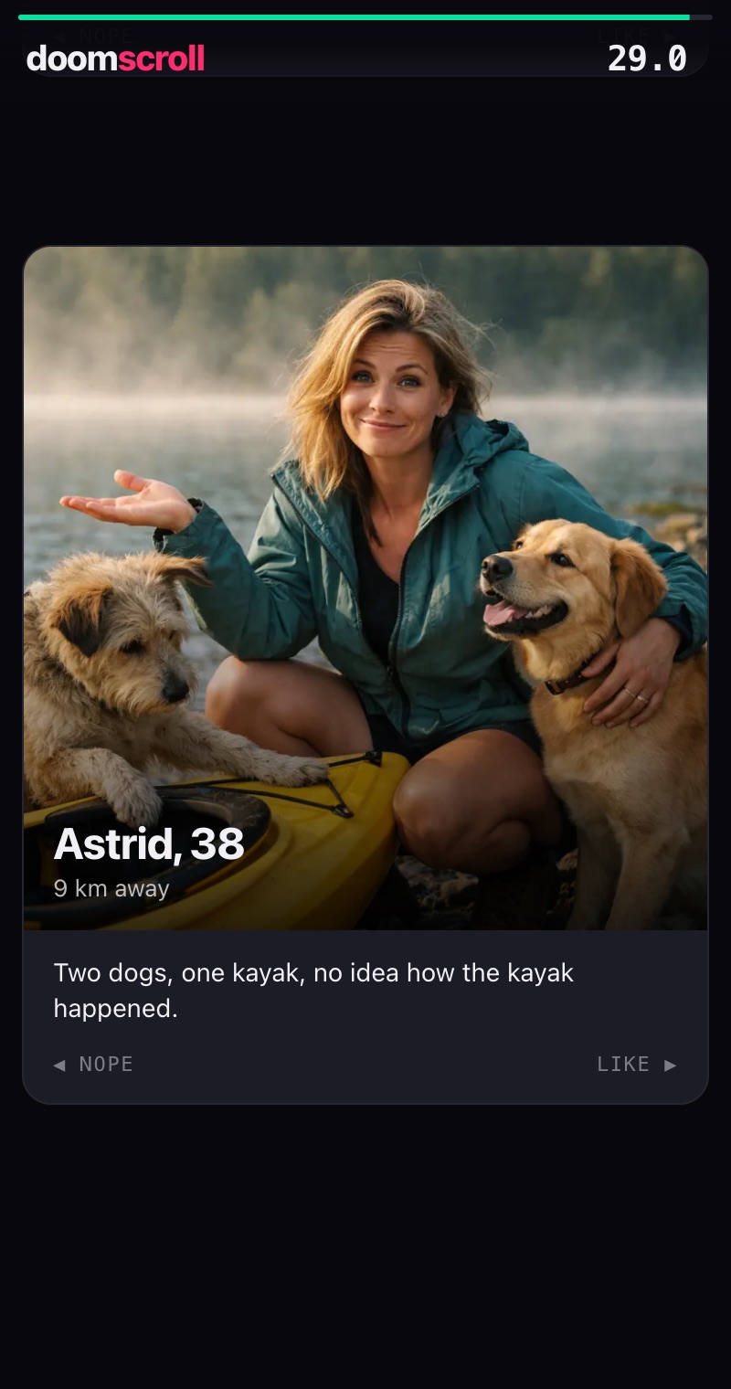 A dating profile: Astrid, 38, two dogs and a kayak