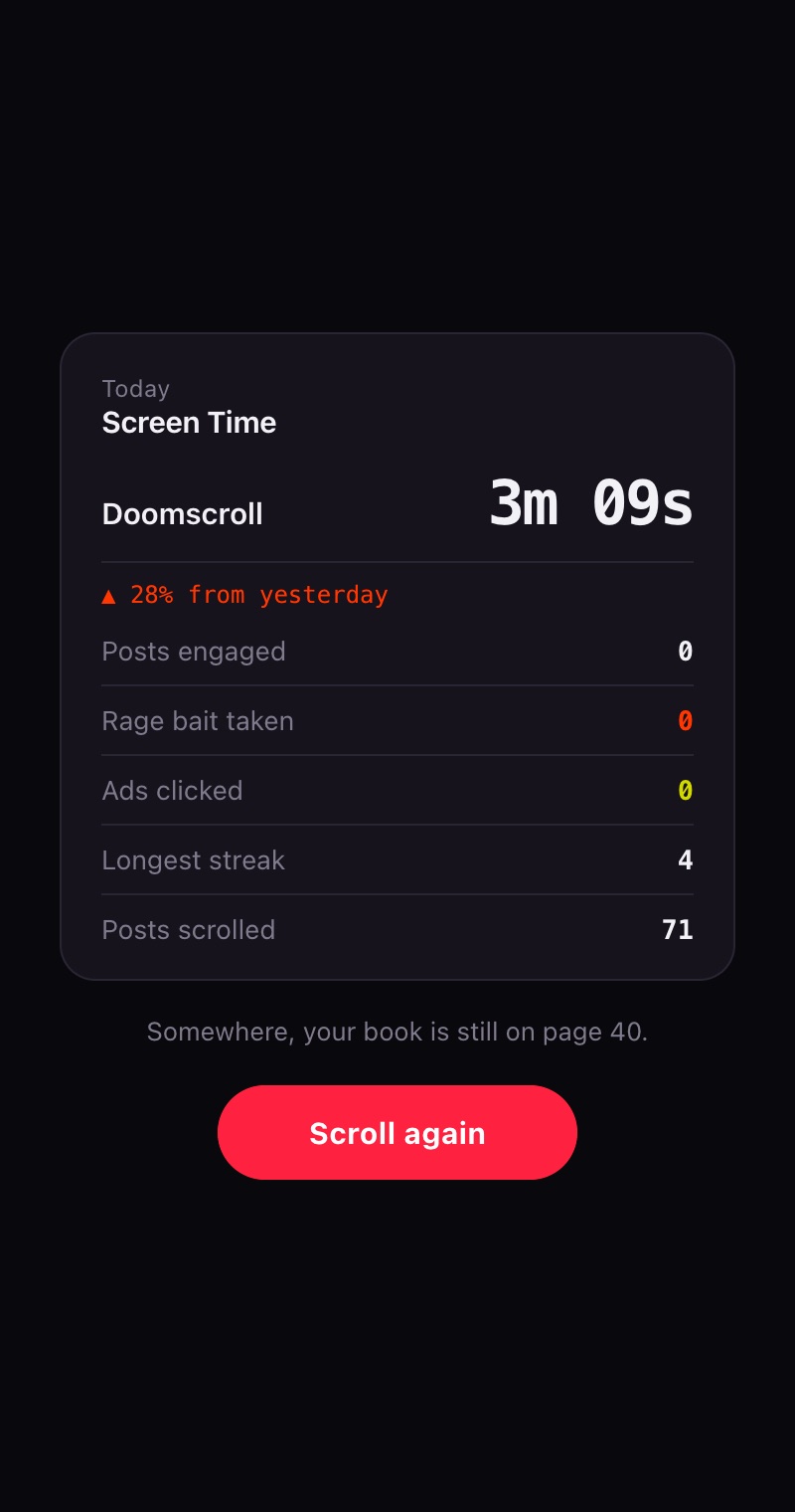 The game-over screen time report
