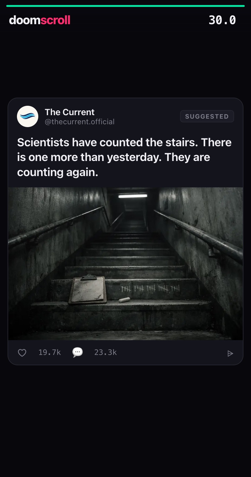 A suggested news post: scientists have counted the stairs, and there is one more than yesterday